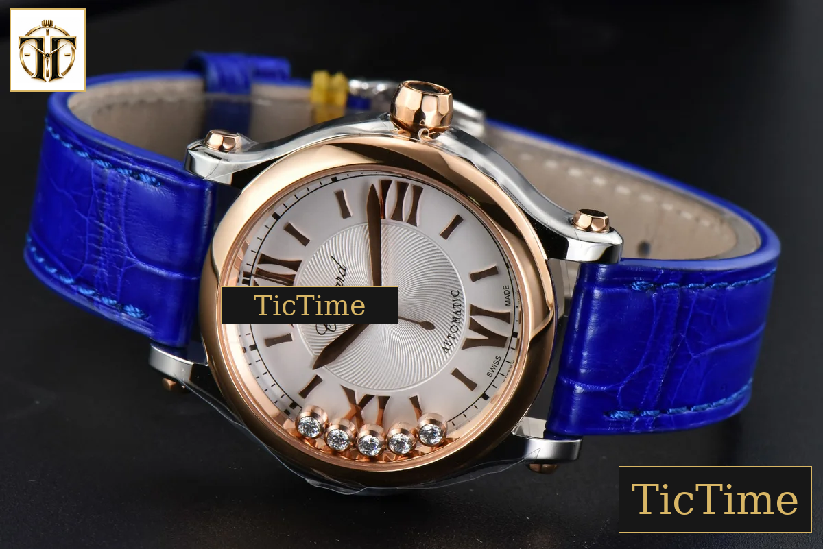 Happy Sport Automatic 33mm HWF RG/SS White Dial Light Blue Leather Strap A2892 — foto 15