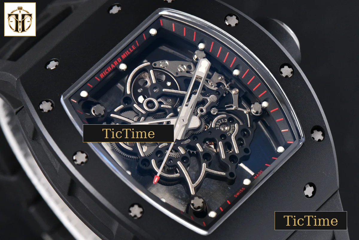 RM055 42.7mm APSF Ceramic Black Bezel Black Skeleton Dial Black Crown Black Rubber Strap RMUL2 — foto 14