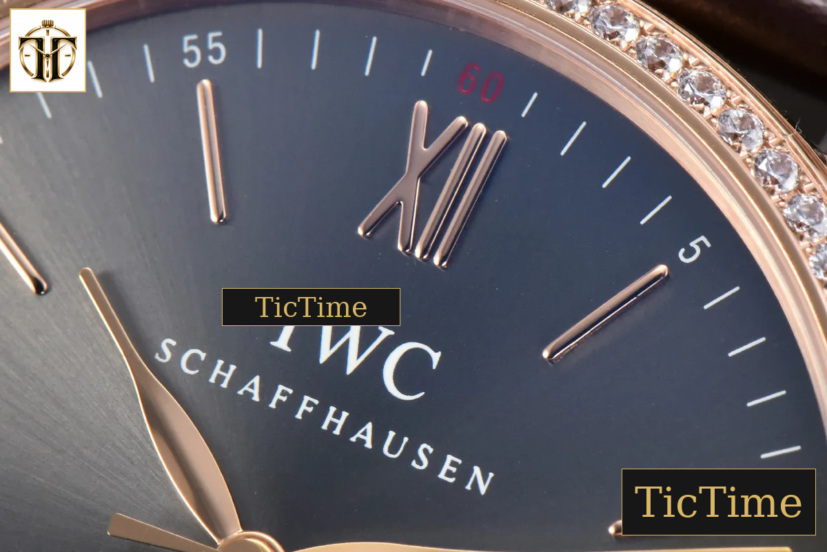 Portofino 40mm V7F RG Diamond Gray Dial RG Marker Brown Leather Strap A2892 — foto 5