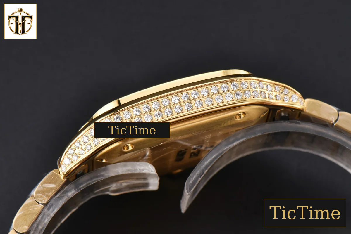 Santos de Cartier Medium 35mm BVF YG Diamond Case White Dial YG Bracelet Miyota 9039 — foto 15