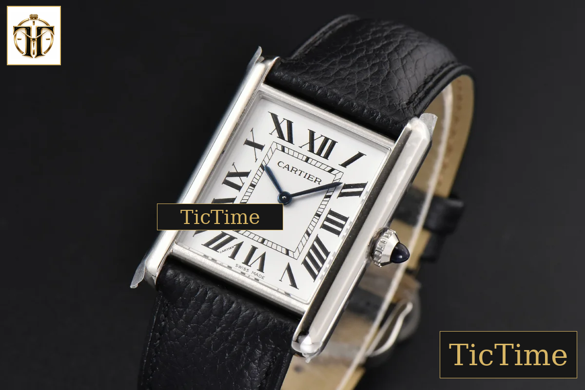 Tank Must Large 33.7×25.5mm K11F White Dial Black Litchi Grained Strap Quartz — foto 3
