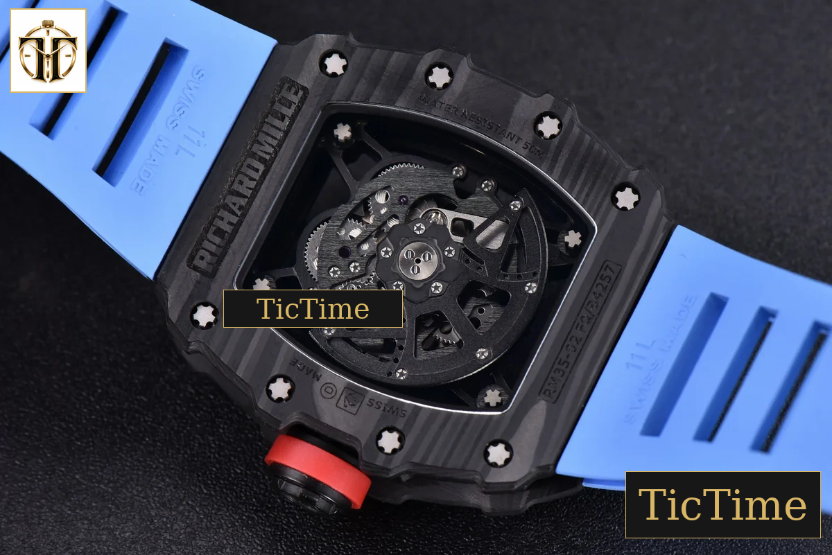 RM035-02 KVF Skeleton Dial Red Blue Rubber Strap V3 Miyota8215 — foto 16