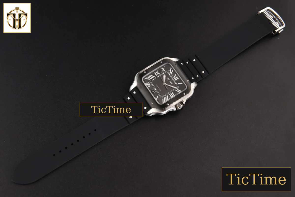 Santos Large 40mm GF Black Dial Black Rubber Strap Miyota 9015 — foto 26