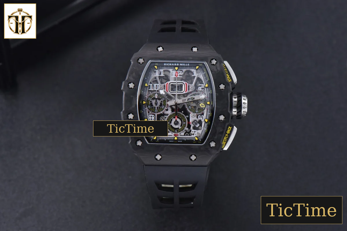NTPT Chrono RM011 KVF Skeleton Dial Black Rubber Strap V2 A7750 — foto 3