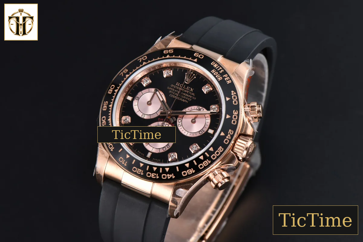 Daytona 126515 40mm BPF RG Black Bezel Black Dial RG Subdial Diamond Marker Black Oysterflex Strap SH4131 — foto 4