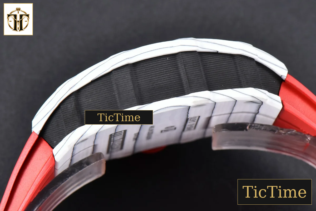 RM035-02 42mm T+F White Forged Carbon Black Skeleton Dial Red Crown Red Rubber Strap RMUL2 — foto 16