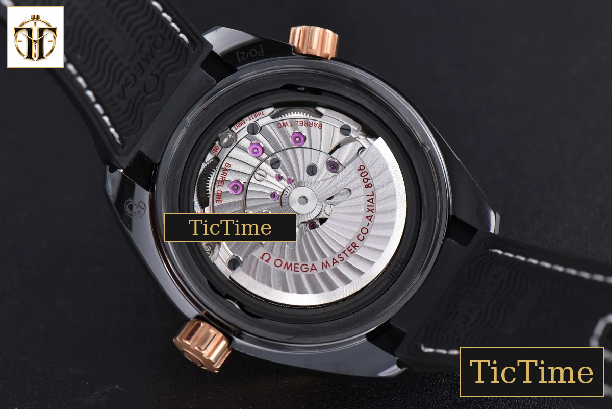 Planet Ocean 600m Deep 45.5mm VSF Black Ceramic Black/RG Dial Black Leather Strap A8906 — foto 16
