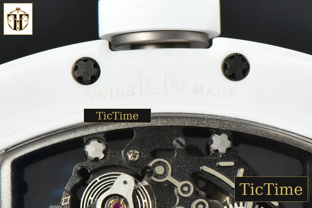 RM055 42.7mm ZF White Ceramic Black Skeleton Dial White Rubber Strap V6 NH05 — foto 20