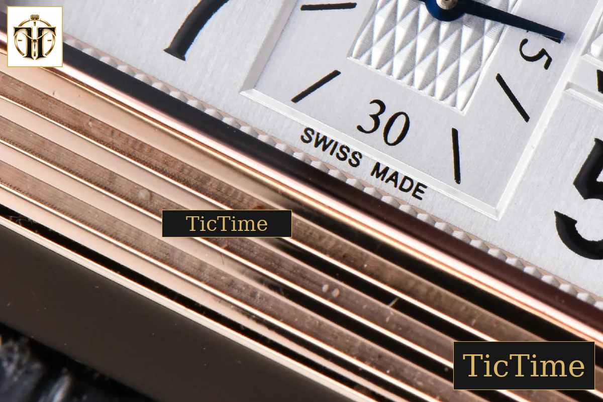 Master Reverso Tribute Small Seconds 30x47mm MGF RG White Square Dial Black Leather Strap A854A — foto 8