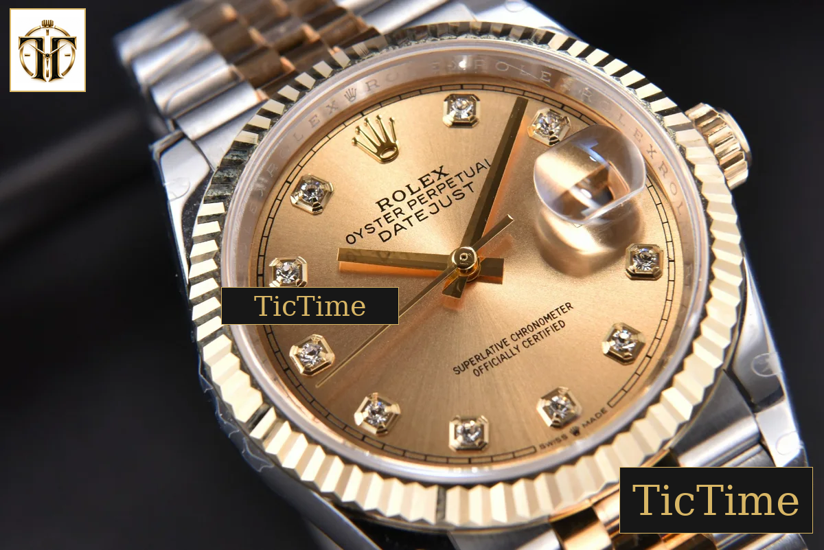 DateJust 904L 36mm GMF YG/SS Fluted Bezel YG Dial Diamond Marker Jubilee Bracelet VR3235 — foto 10
