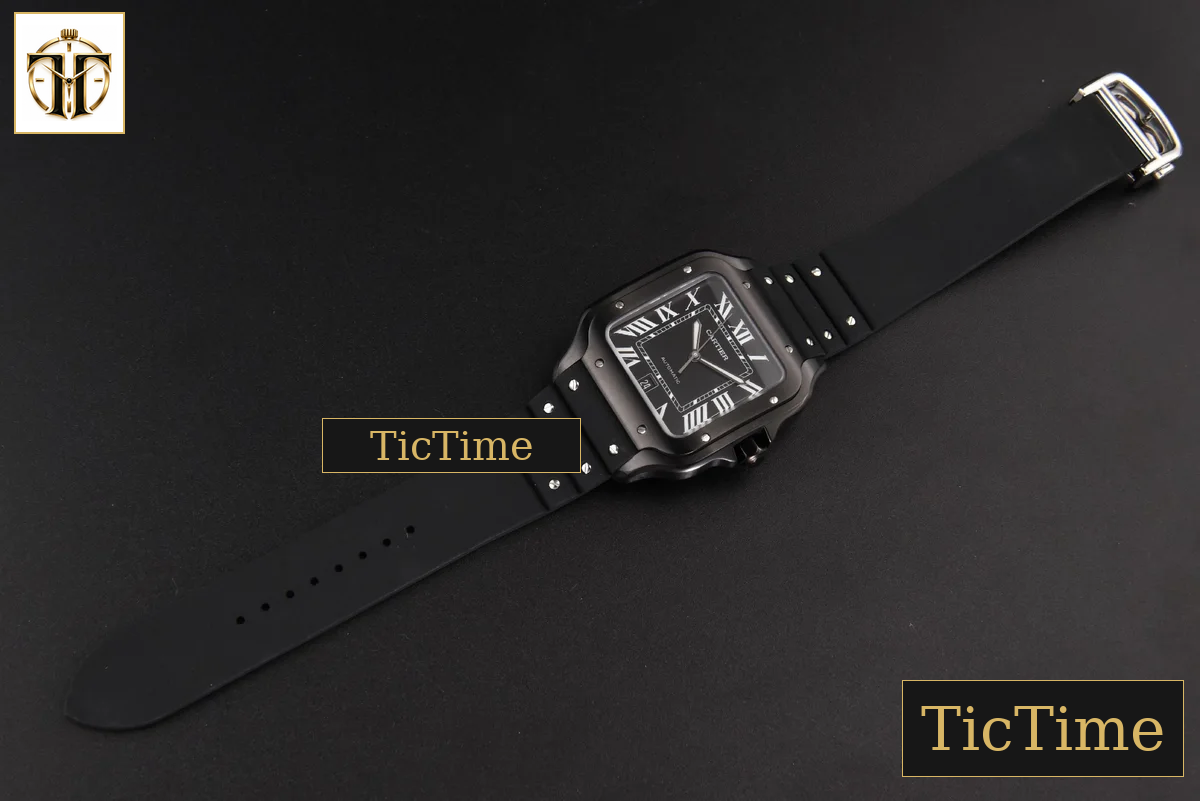 Santos Large 40mm GF PVD Black Dial Black Rubber Strap Miyota 9015 — foto 26