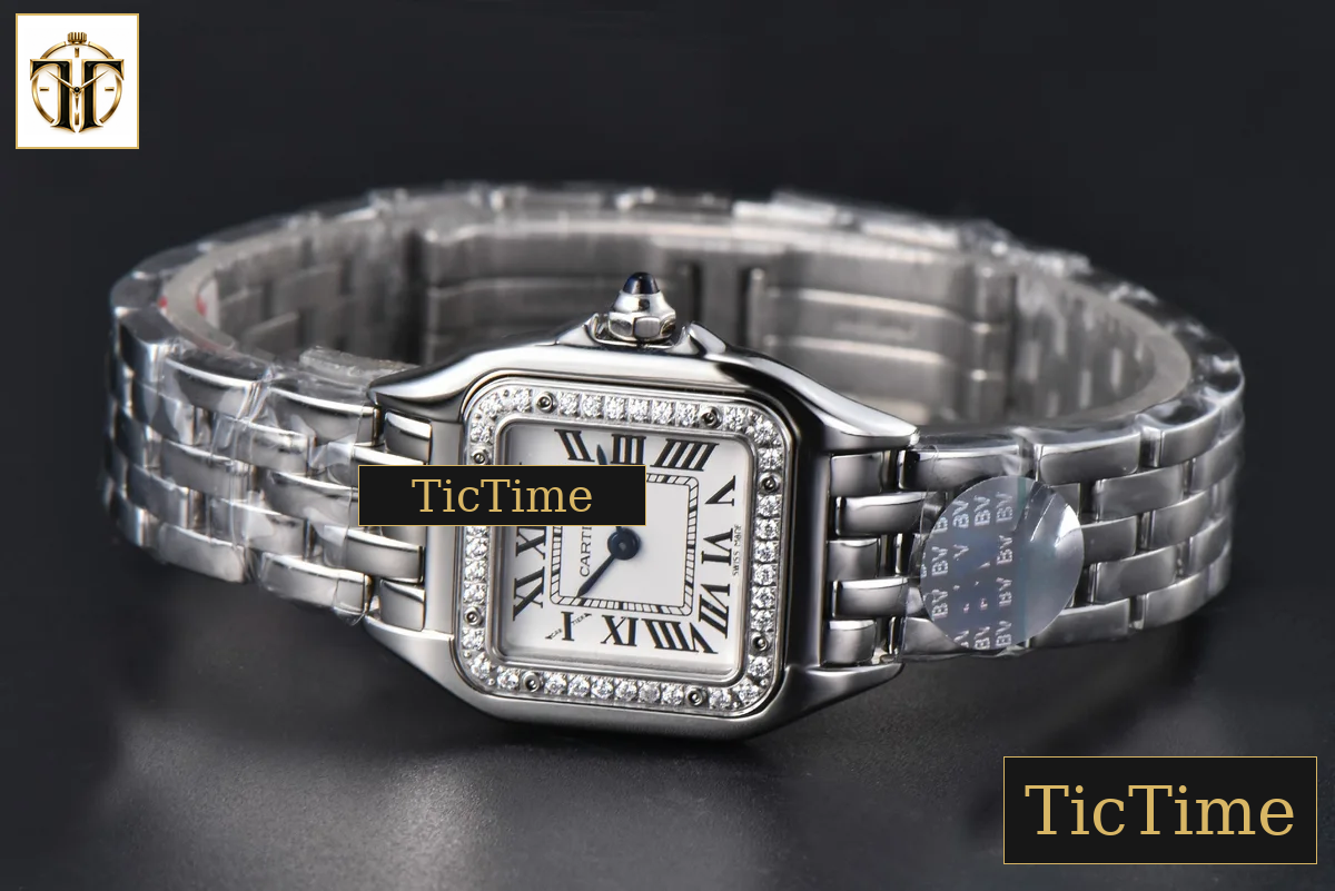 Panthère Secrete Ladies 22mm BVF SS Diamond Bezel White Dial SS Bracelet Ronda Quartz — foto 12