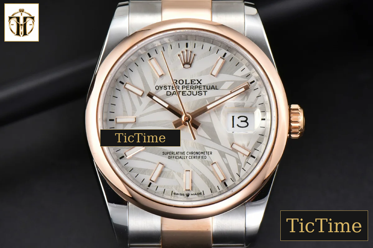 Datejust 36mm BPF RG/SS Smooth Bezel Silver Plam Dial Oyster Bracelet A2824 — foto 2
