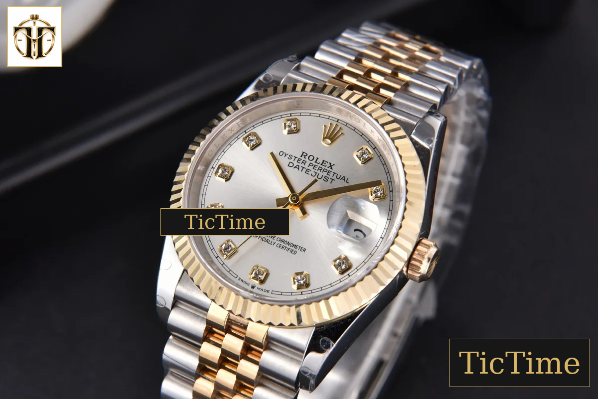 DateJust 904L 36mm GMF YG/SS Fluted Bezel Silver Dial Diamond Marker Jubilee Bracelet VR3235 — foto 4