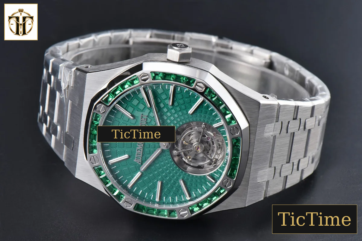 Royal Oak Tourbillon 41mm R8F Diamond Bezel Green Dial SS Bracelet Flying Tourb V2 — foto 12