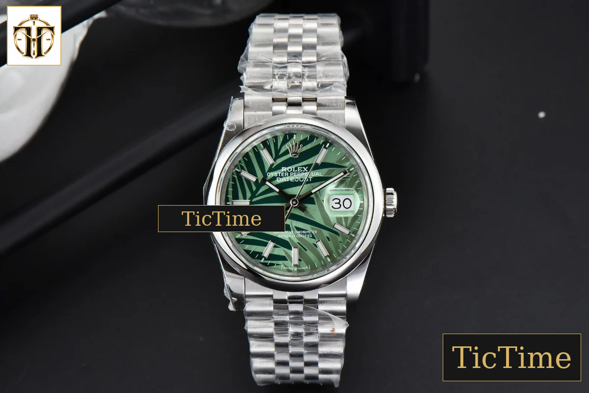DateJust Smooth Bezel 36mm BPF Green Plam Dial Jubilee Bracelet A2824 — foto 3