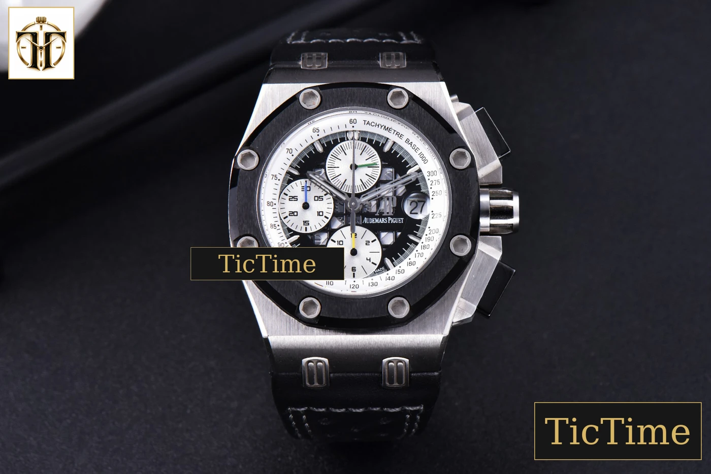 Vista frontal — Royal Oak Offshore Ruben Barrichello II 44mm JF Skeleton Dial Black Leather Strap V2 A3126