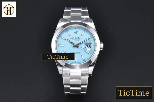 Foto frontal — DateJust Smooth Bezel 126334 41mm BPF Ice Blue Dial Oyster Bracelet VR3235
