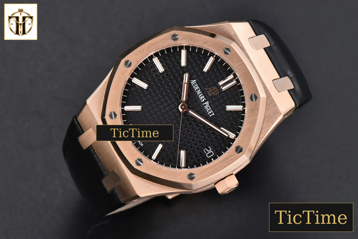 Royal Oak 15500 41mm APSF RG Black Textured Dial Black Leather Strap SA4302 — foto 12