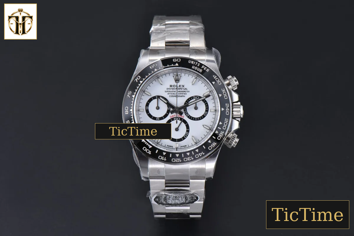 Daytona Panda 904L 126500 40mm Clean Factory White Dial Black Bezel SS Bracelet DD4131 — foto 3