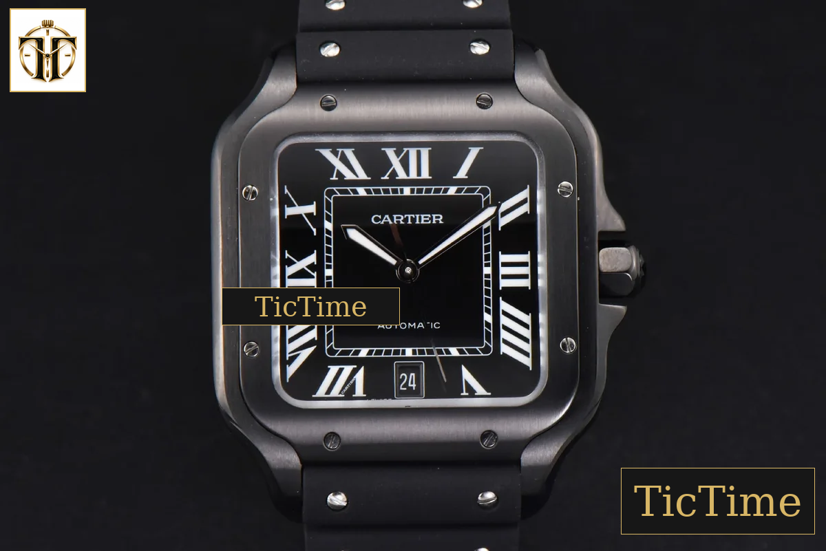 Santos Large 40mm GF PVD Black Dial Black Rubber Strap Miyota 9015 — foto 2