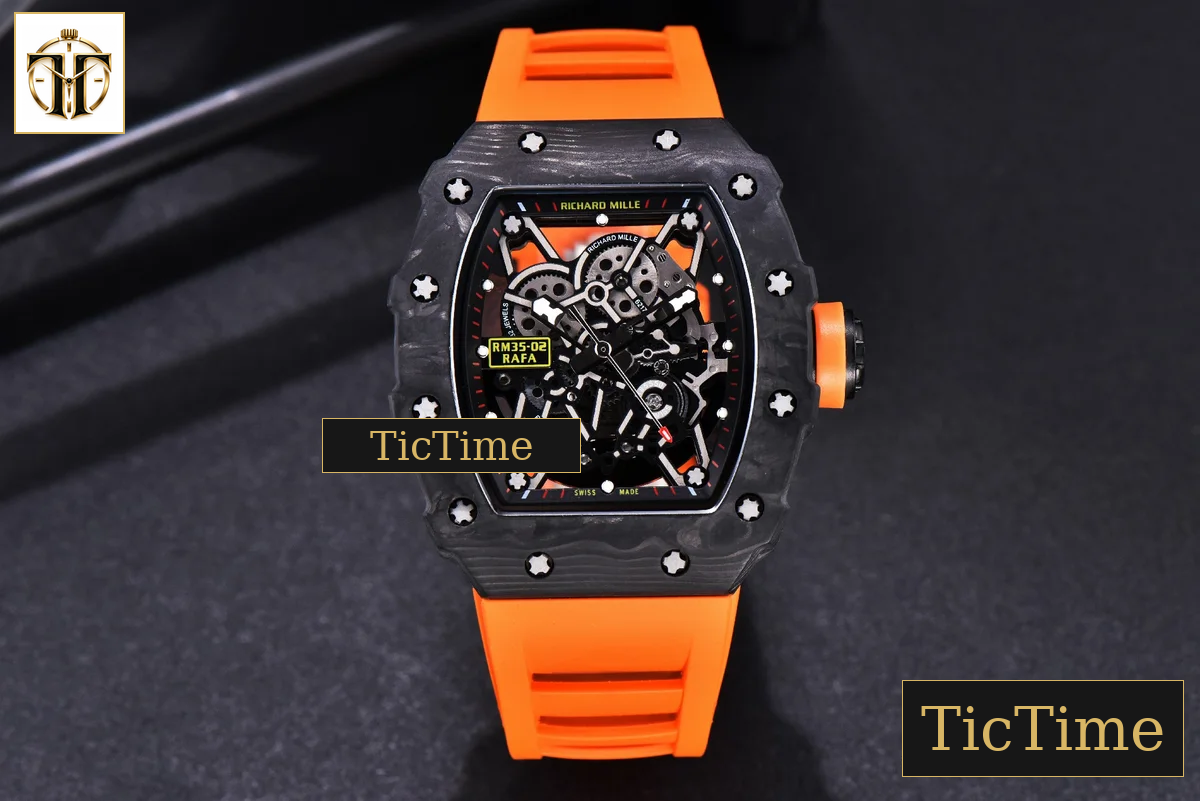 RM035-02 KVF Skeleton Dial Orange Orange Rubber Strap V3 Miyota8215 — foto 3