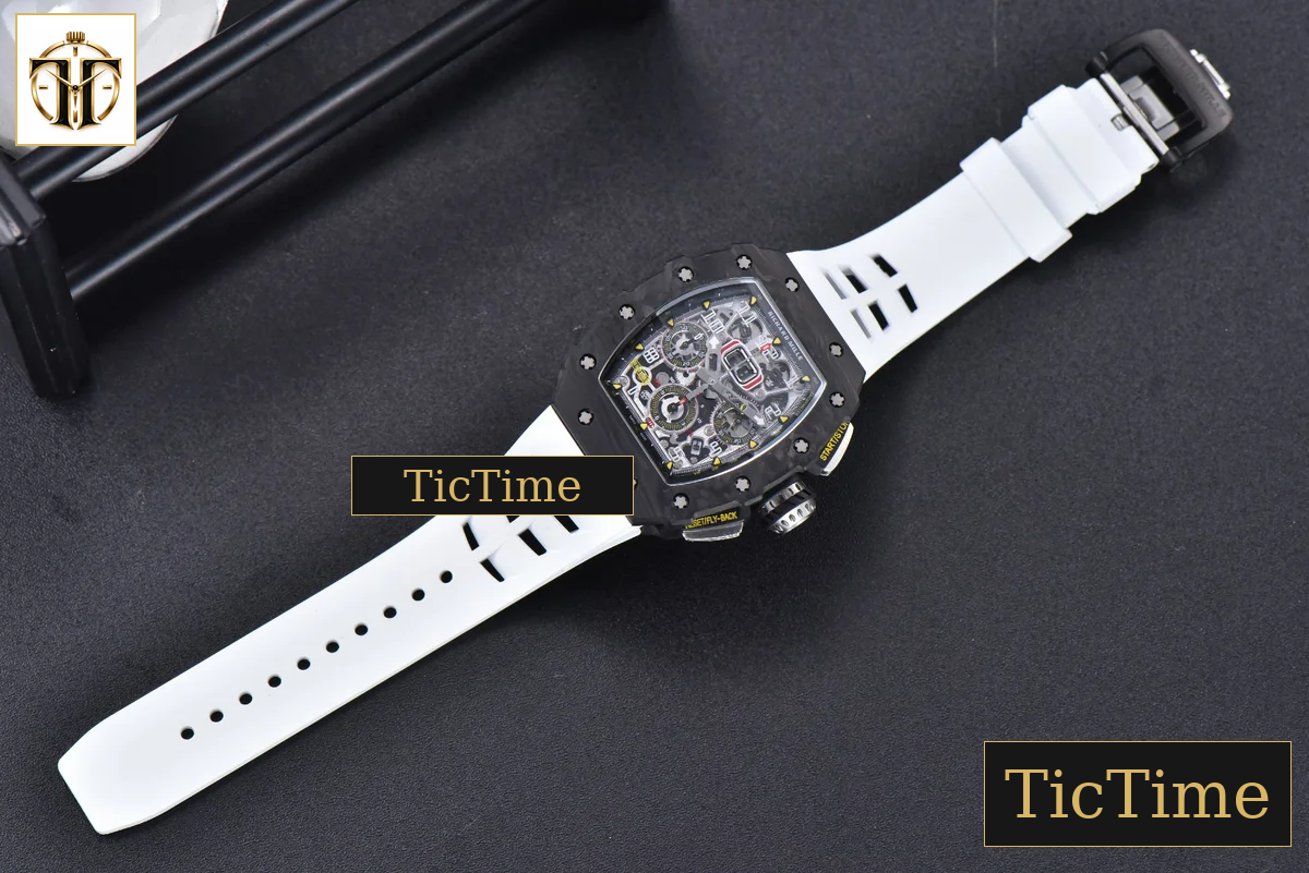 NTPT Chrono RM011 KVF Skeleton Dial White Rubber Strap V2 A7750 — foto 26
