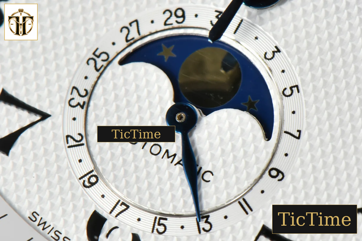 Master Moonphase 40mm GF White Dial Digital Marker Brown Leather Strap A899 — foto 7