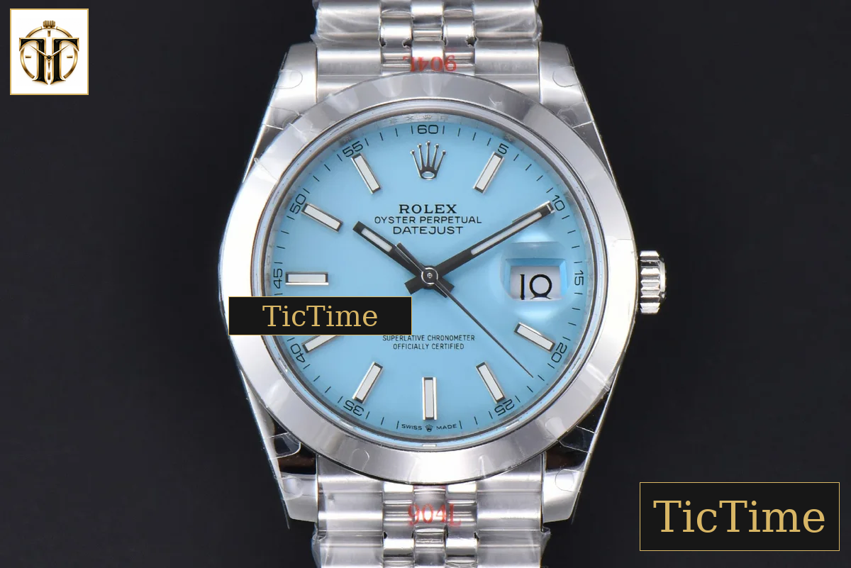 DateJust 41M Tungsten Smooth Bezel 126300 GMF Tiffany Blue Dial Jubilee Bracelet Tungsten VR3235 — foto 3