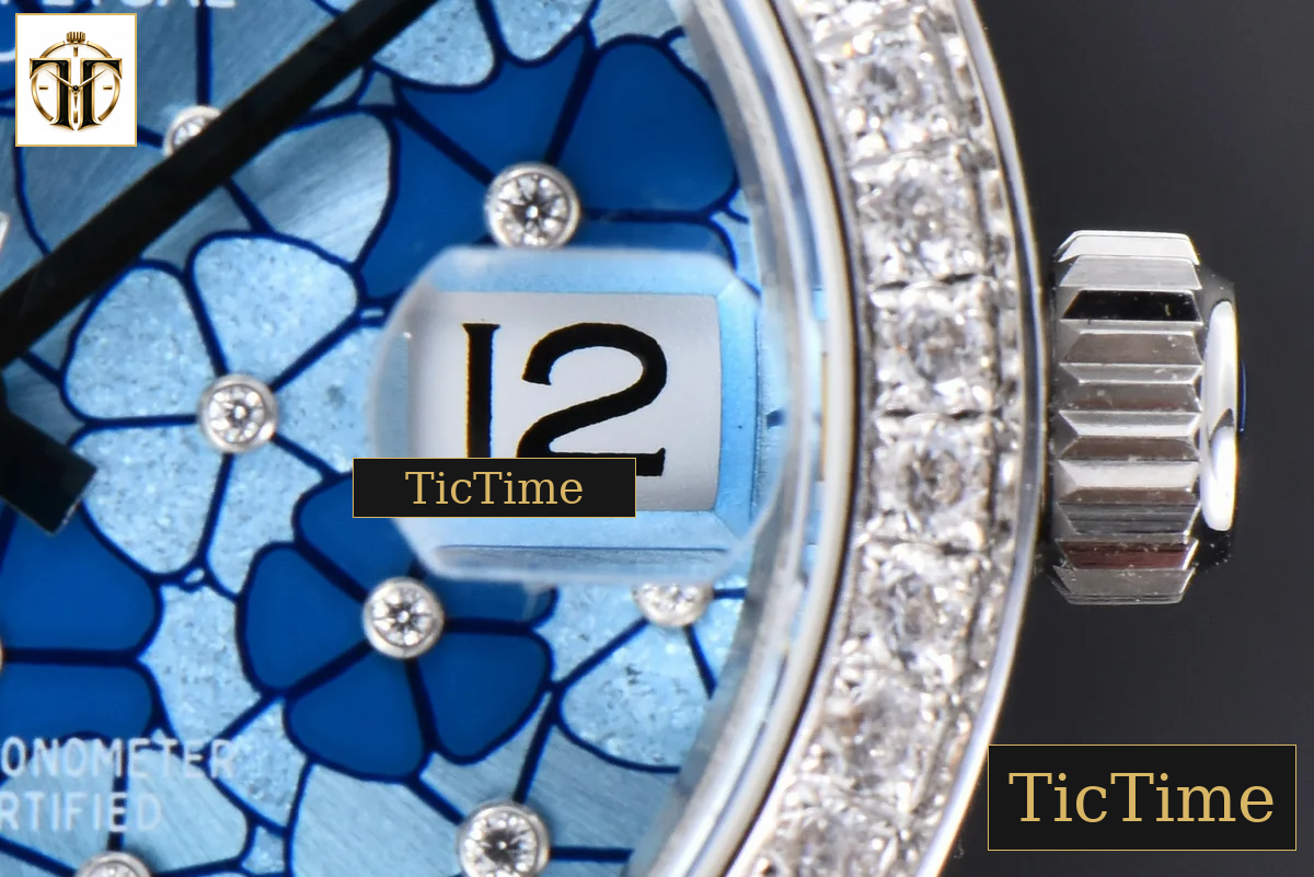 DateJust 904L 31mm GMF Diamond Bezel Blue Flowers Dial Jubilee Bracelet A2824 — foto 8