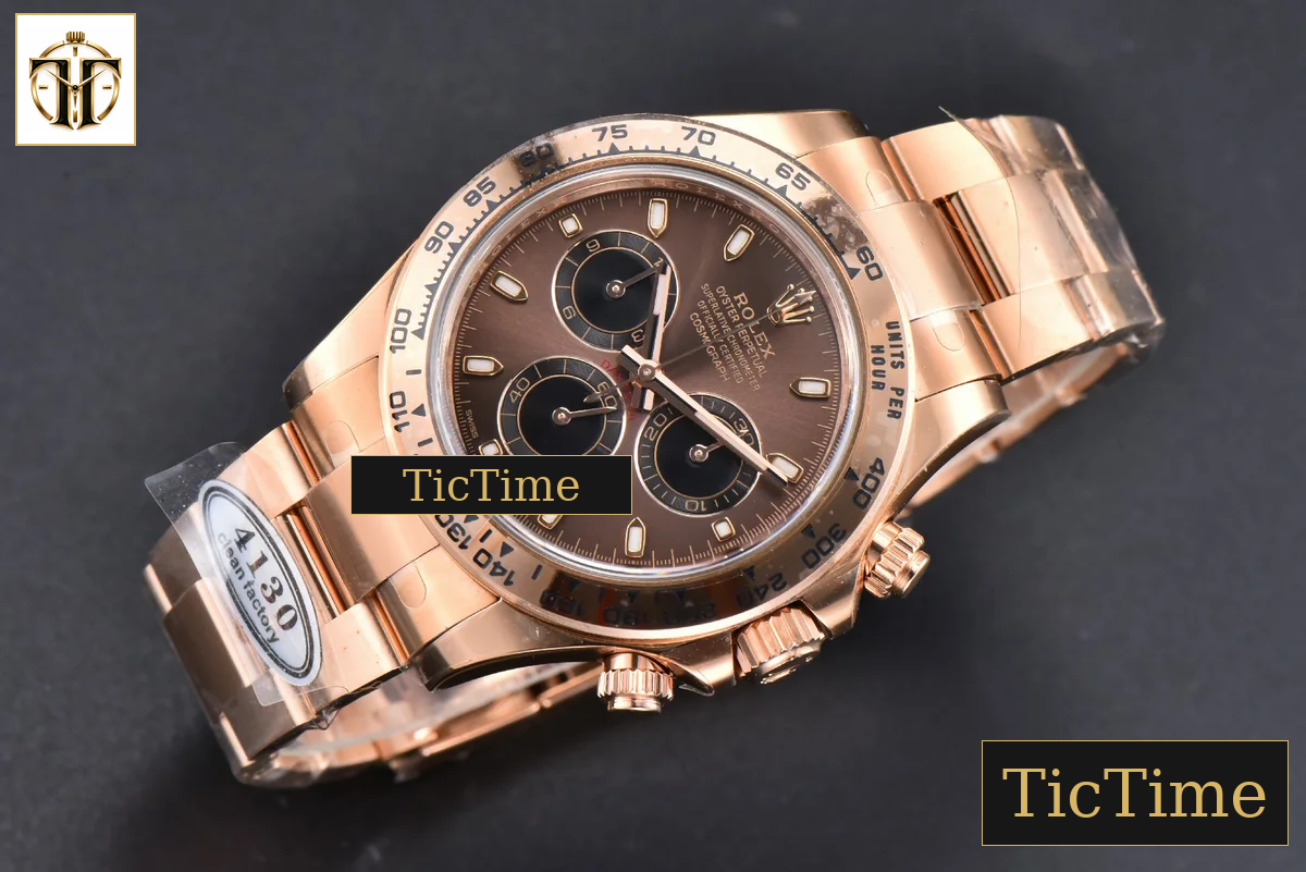 Daytona 116505 40mm Clean Factory RG Brown Dial Black Subdials RG Bracelet A4130 — foto 4