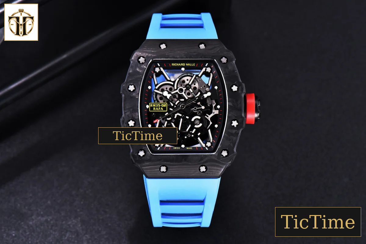 RM035-02 KVF Skeleton Dial Red Blue Rubber Strap V3 Miyota8215 — foto 3