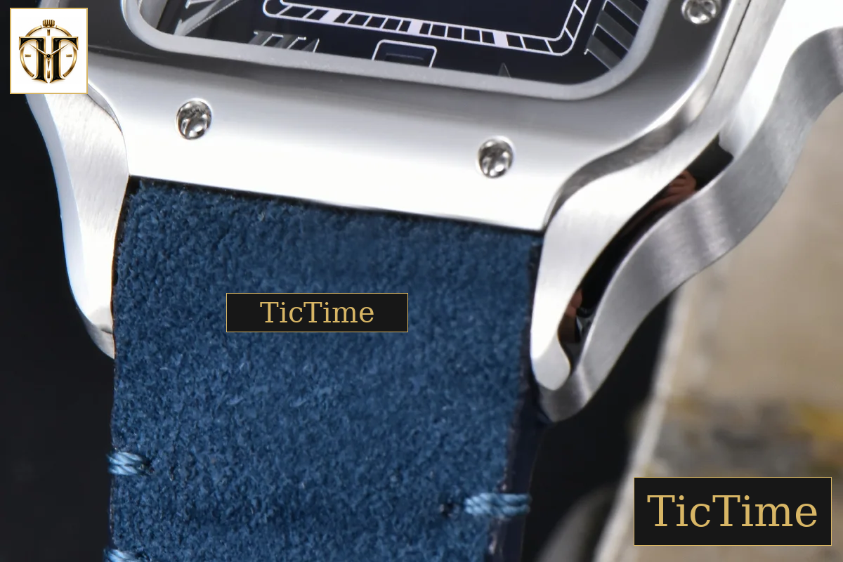 Santos de Cartier XL 40mm AF SS Blue Dial Blue Leather Strap Miyota 9015 — foto 8