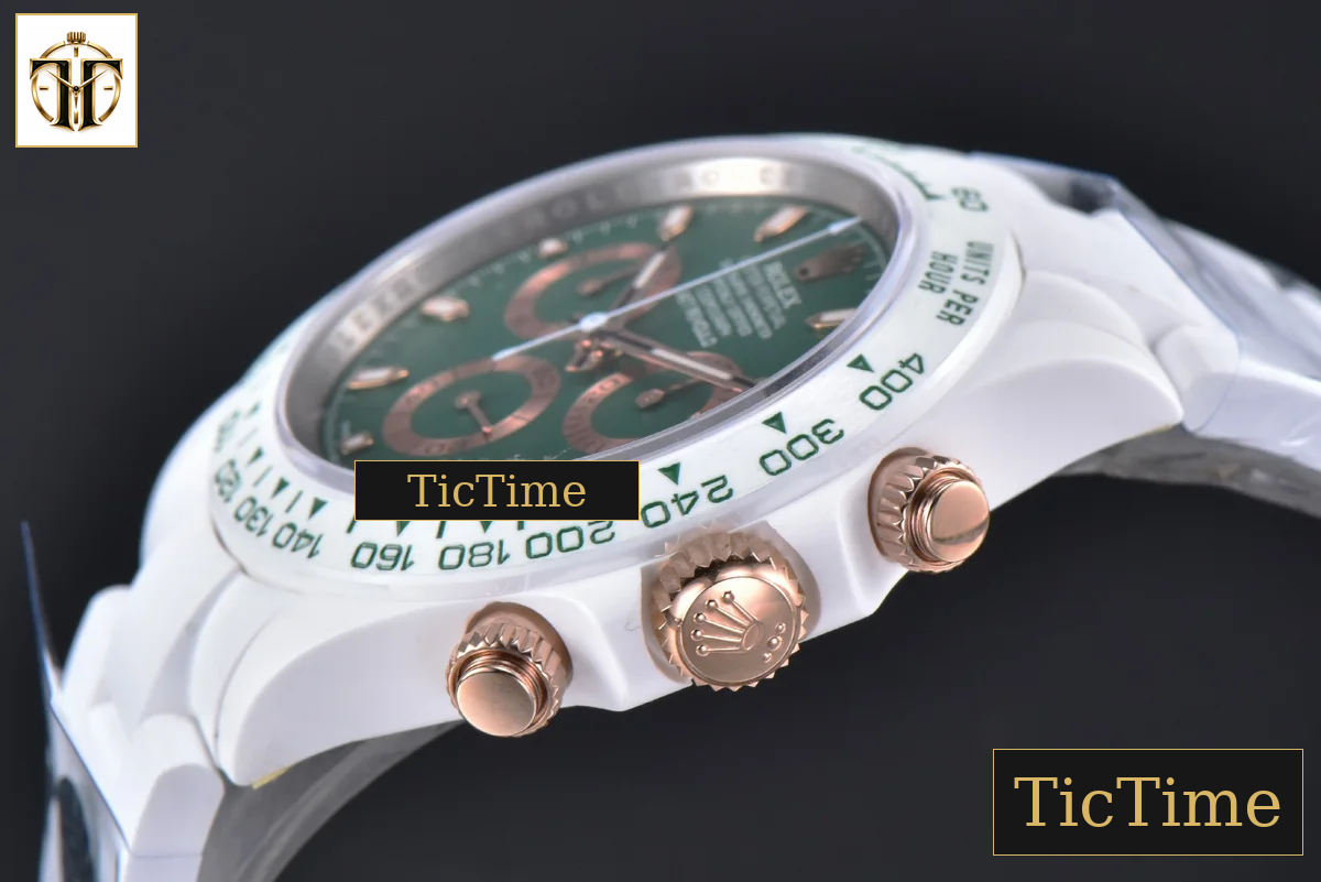 Daytona AET AETF White Ceramic Green Dial Ceramic Bracelet V2 SA4130 — foto 11