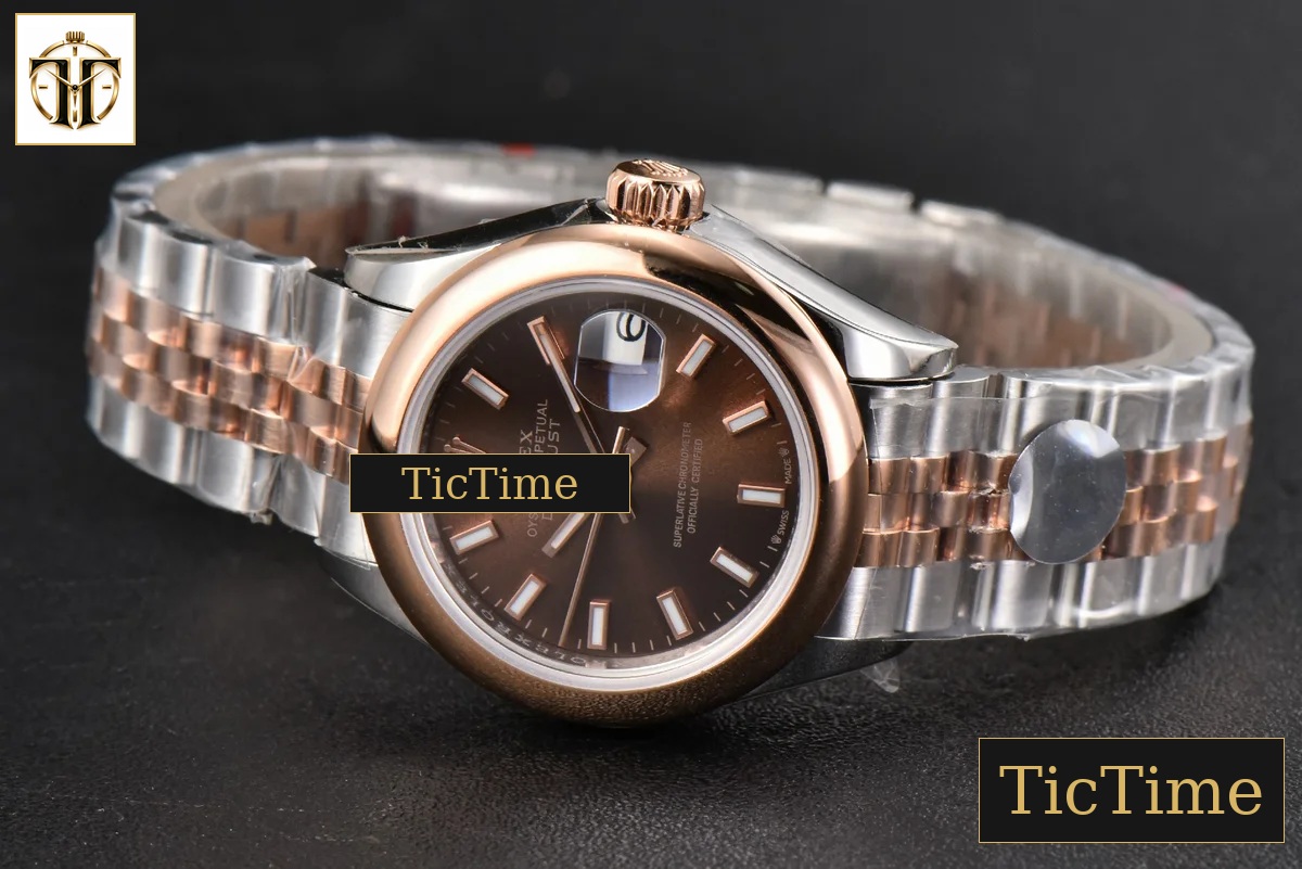 DateJust Ladies 28mm WF RG/SS Smooth Bezel Brown Dial Jubilee Bracelet A2236 — foto 16