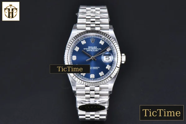 Foto frontal — DateJust 126234 36mm Clean Factory Blue Dial Diamond Marker Jubilee Bracelet VR3235