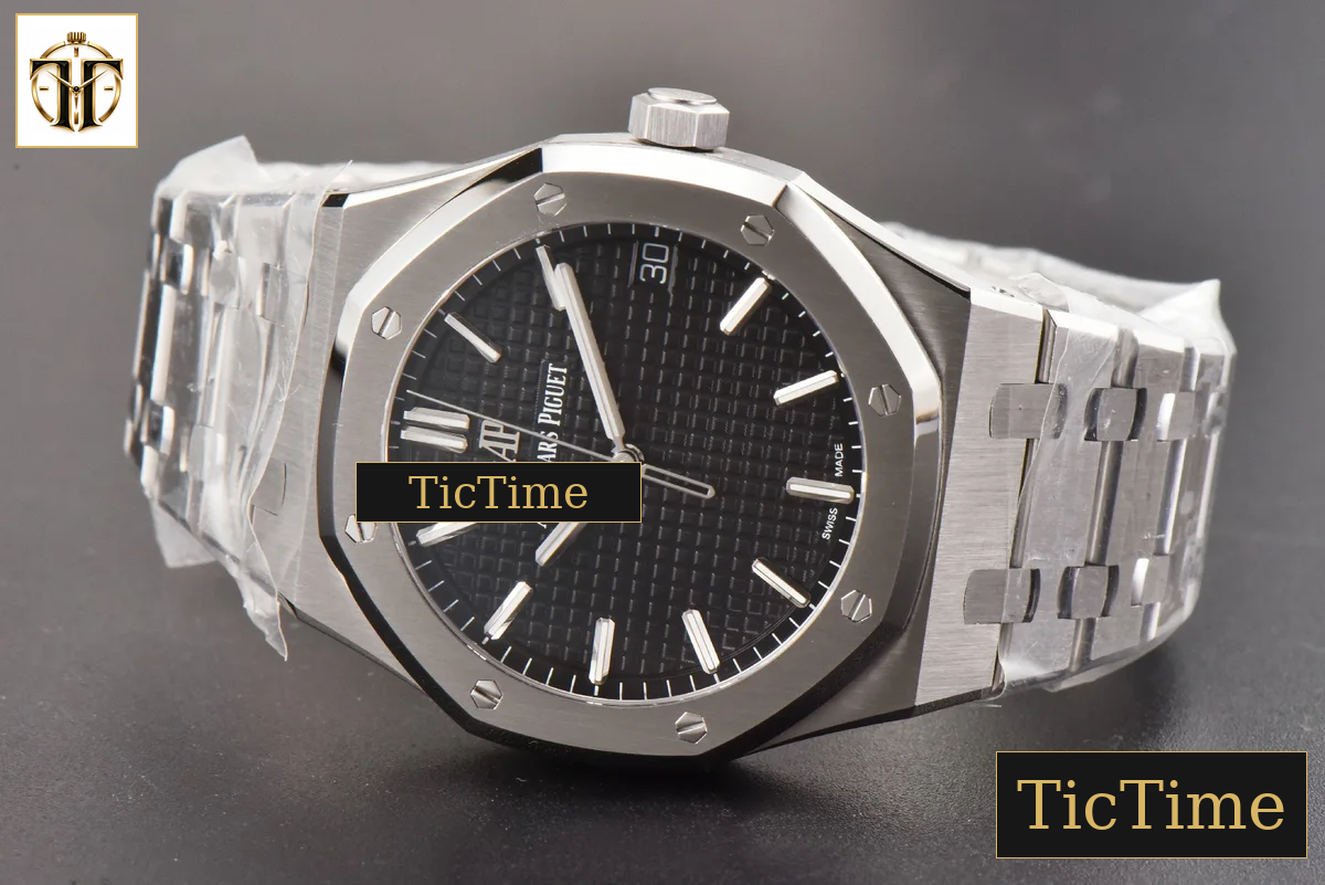 Royal Oak 15500 41mm ZF Black Textured Dial SS Bracelet (V2 free sprung ) A4302 — foto 12