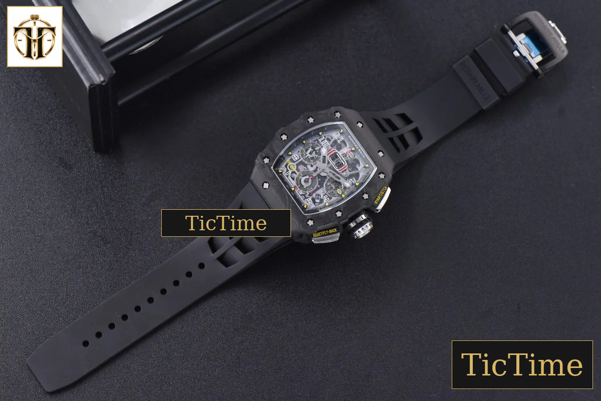 NTPT Chrono RM011 KVF Skeleton Dial Black Rubber Strap V2 A7750 — foto 23