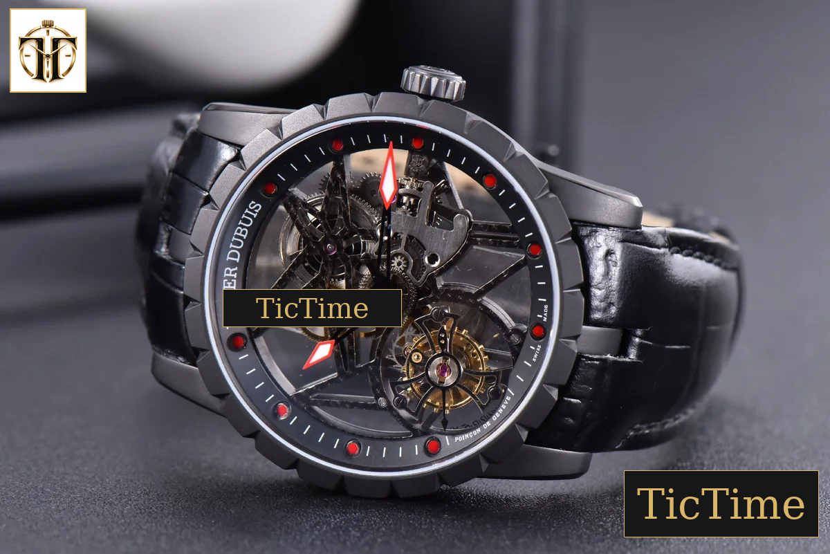 Excalibur Spider 47mm BBRF Skeleton Dial Black Leather Strap Flying Tourbillon Manual Wind — foto 14
