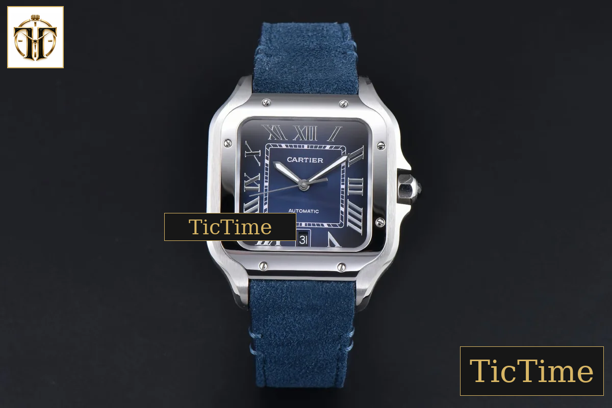 Santos de Cartier XL 40mm AF SS Blue Dial Blue Leather Strap Miyota 9015 — foto 2