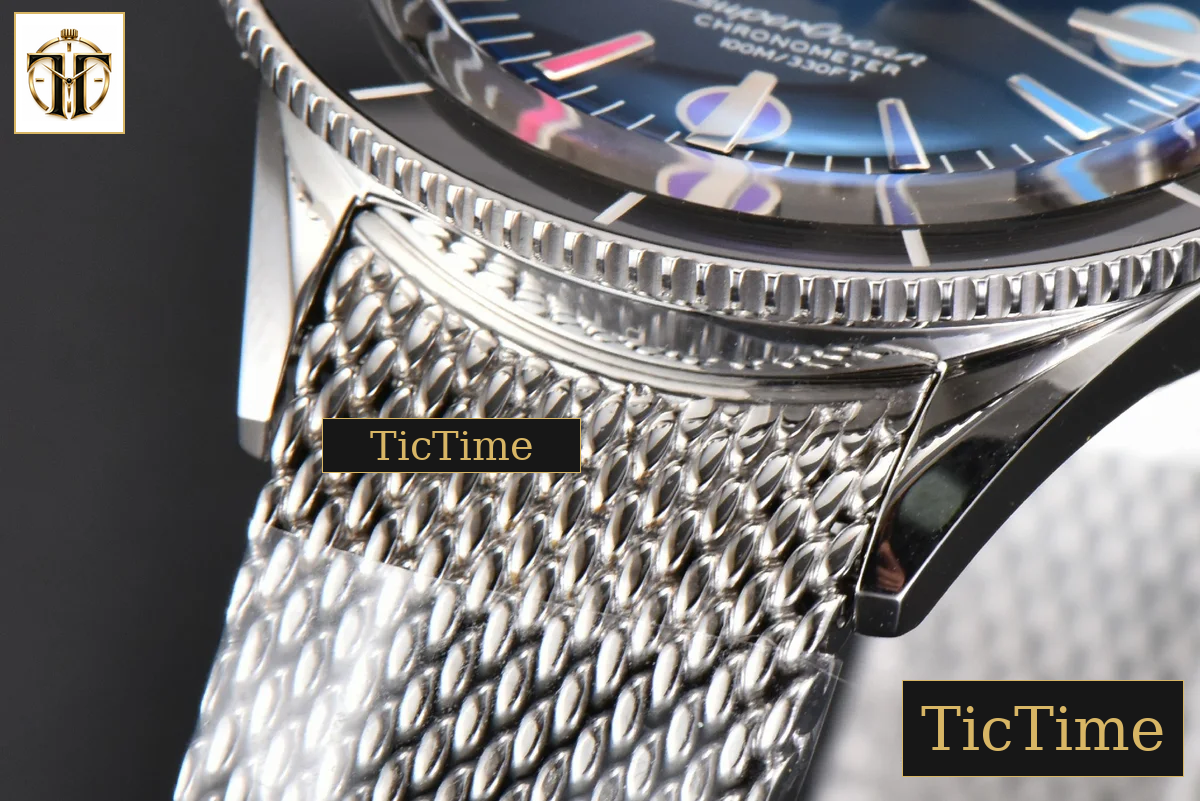 SuperOcean Heritage 42mm GF SS Black Ceramic Black Dial Rainbow Marker Mesh Bracelet A2824 — foto 10