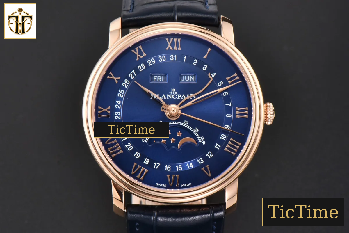 Villeret Complicated Function 6654 40mm OMF RG Blue Dial Black Leather Strap V3 A6654 — foto 2