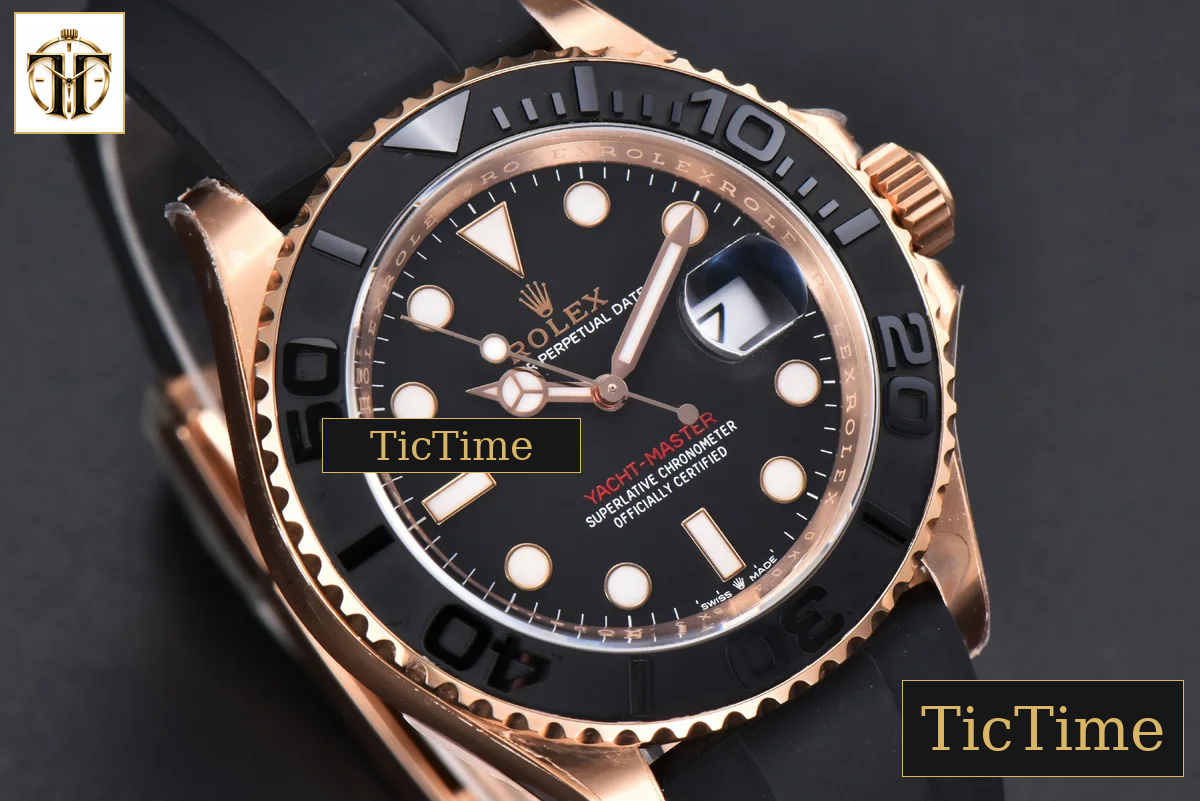 Yacht-Master 904L 126655 40mm Clean Factory RG Ceramic Black Dial Oysterflex Strap VR3235 — foto 12