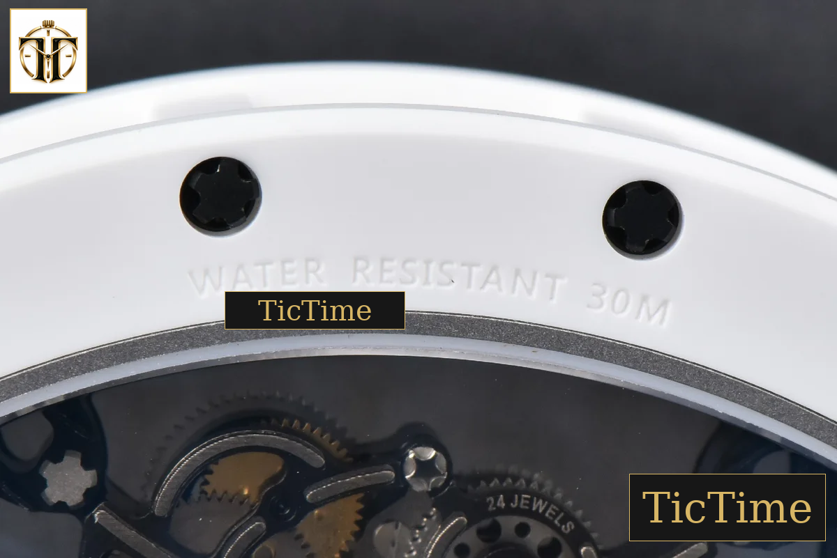RM055 42.7mm BBRF White Ceramic Red Skeleton Dial White Rubber Strap RMUL2 — foto 26