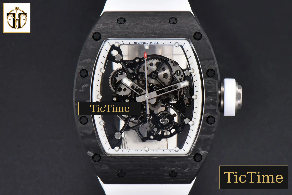 NTPT RM055 42.7mm BBRF White Skeleton Dial White Rubber Strap RMUL2 — foto 2