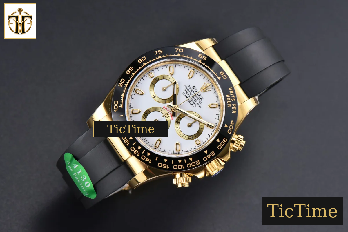Daytona 116518 40mm APSF YG White Dial Ceramic Bezel Lume Marker Oysterflex Strap Tungsten Version SH4130 — foto 4