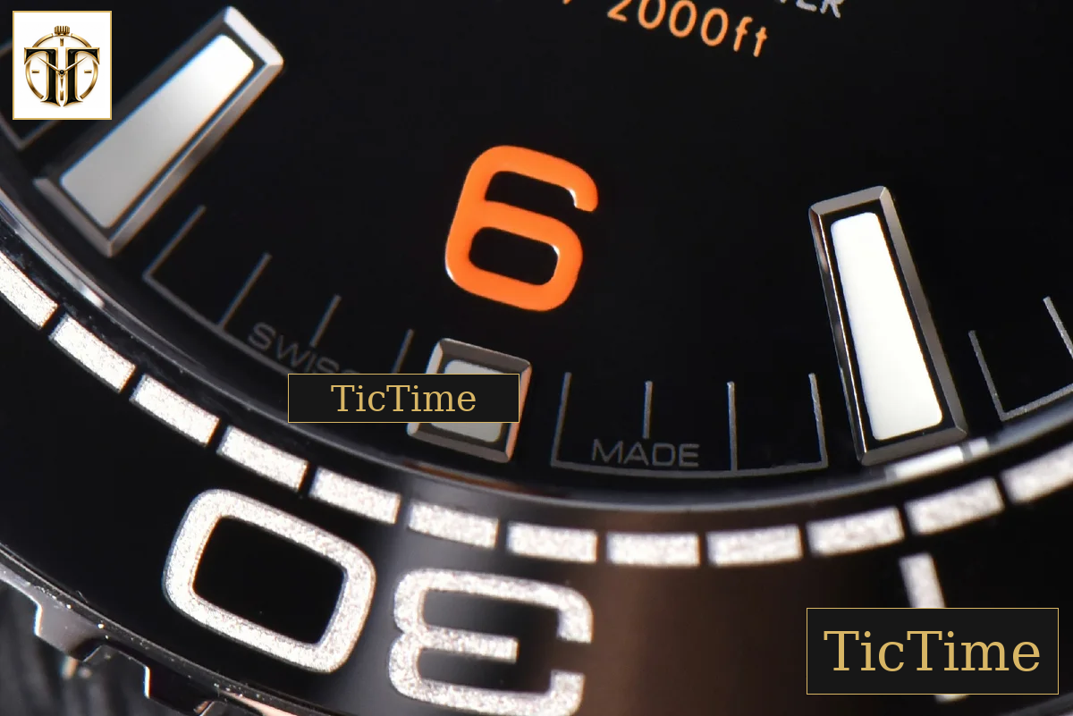 Planet Ocean 600m 43.5mm VSF Black Dial 1/4 Orange Bezel Rubber Strap A8900 — foto 8