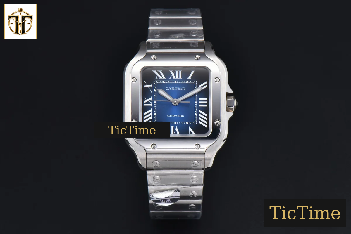 Santos de Cartier Medium 35mm BVF SS Blue Dial SS Bracelet Miyota 9039 — foto 3
