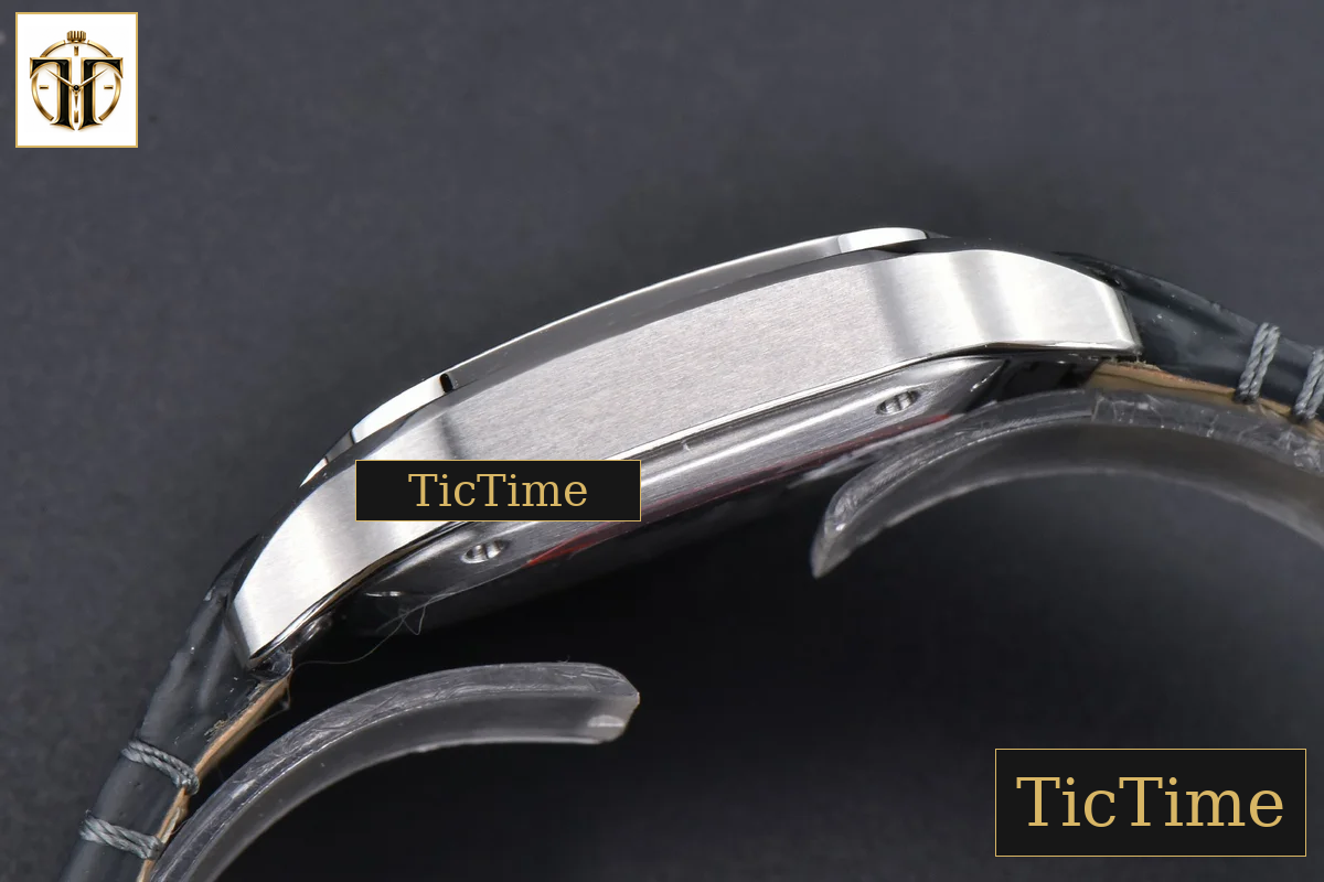 Santos de Cartier Medium 35mm AF SS Grey Dial Black Leather Strap Miyota 9015 — foto 13