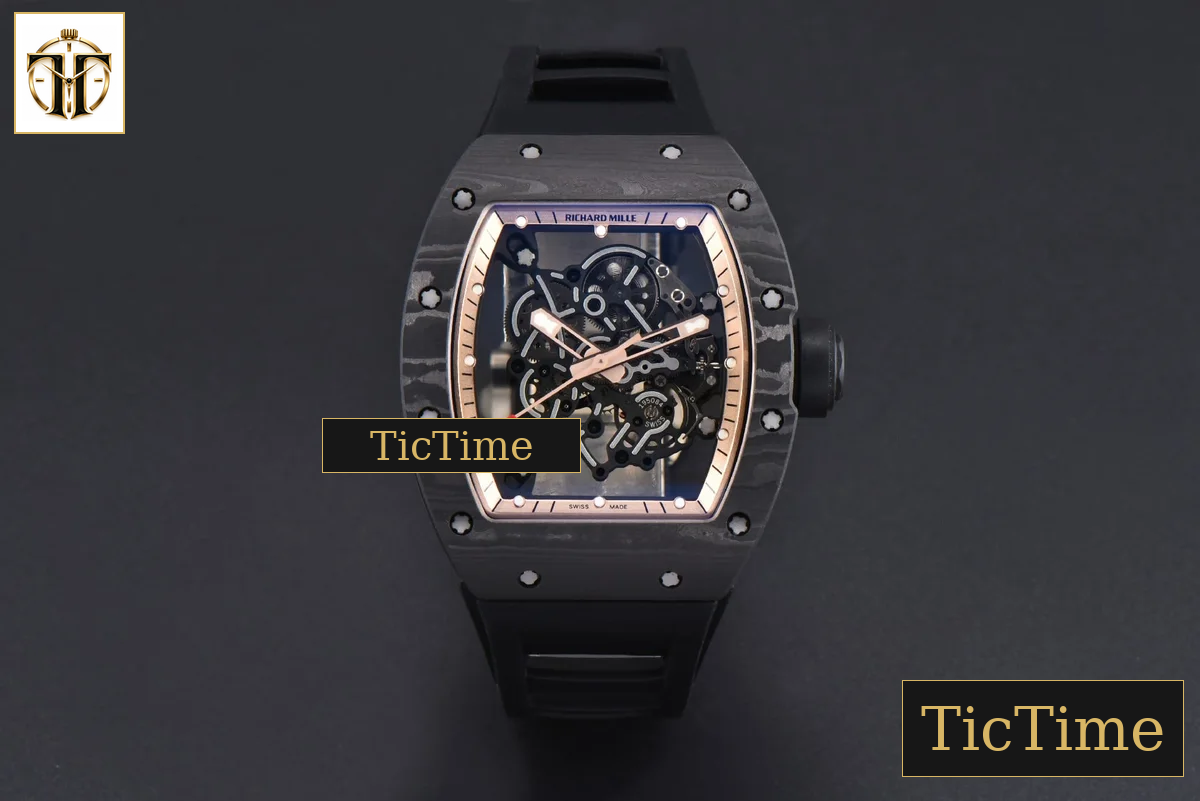 NTPT RM055 43mm ZF RG Bezel Black Crown Black Rubber Strap V6 RMUL2 — foto 3